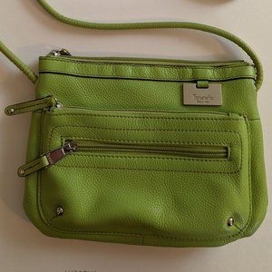 TIGNANELLO Lime Green Pebbled Leather Organizer Crossbody Bag